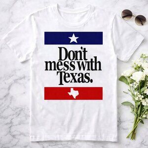 Don't Mess With Texas Flag Graphic White Classic Slogan Tee